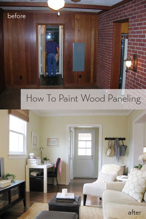 Painting over wood paneling, step by step. How To Paint Wood Paneling | Young House Love