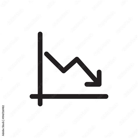 Line Graph Decrease Filled Vector Icon Modern Simple Isolated Sign