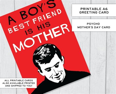 Items Similar To Psycho Norman Bates Mothers Day Printable Card