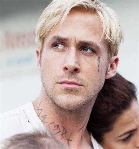 Ryan Gosling Theplacebeyondthepines Tattoos Blonde Bleached Bleachedhair Men Blonde
