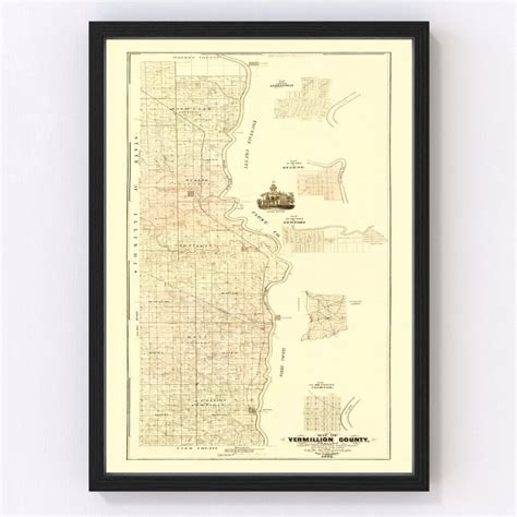 Vintage Map Of Vermillion County Indiana 1872 By Teds Vintage Art