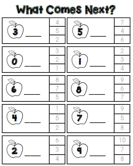 Numbers Sequencing 0 Through 10 Worksheets