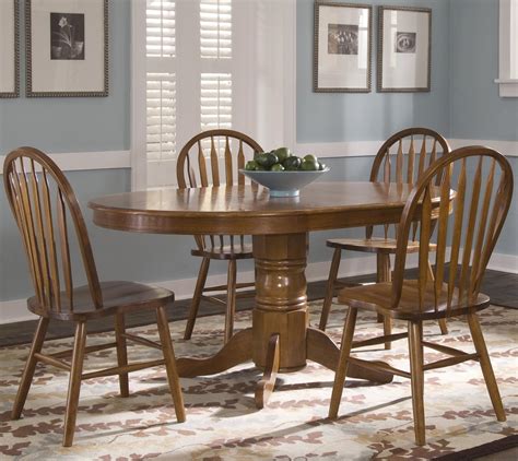They are a part of the dinner set which included the clock, large and small sideboards. Oval Pedestal Dinner Table w/ 4 Windsor Side Chairs by ...