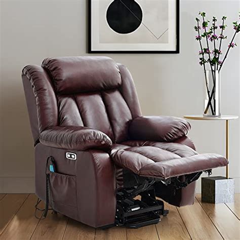 easeland large genuine leather power lift recliner for elderly with massage and heated