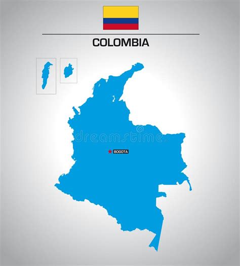 Simple Vector Outline Map Of Colombia With Flag Vektor Abbildung