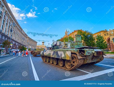 Tank Tower On Exhibition Of Destroyed Russian Military Vehicles Kyiv