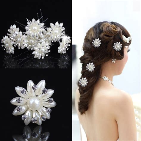30 Pcs Wedding Bridal Prom Bridesmaid Crystal Pearl Crystal Flower New Hair Pins Hair Clips Hair