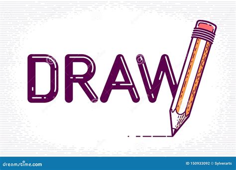 Draw Word With Pencil In Letter W Art And Design Concept Stock Vector