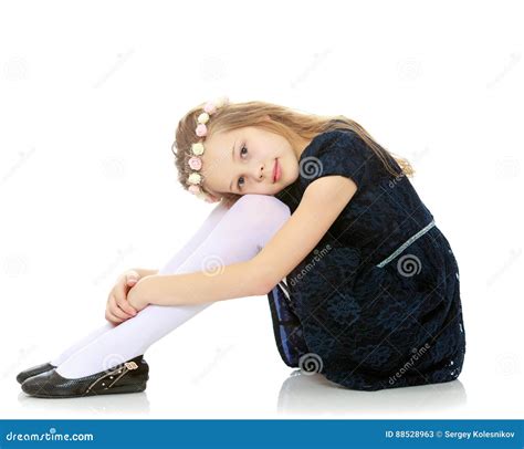 Beautiful Little Girl Posing Sitting On The Floor Stock Image Image