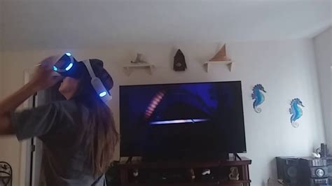 My Step Sister Plays Vr For The First Time Ps Vr Worlds Shark Encounter Youtube