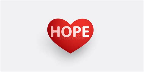 Hope Lettering With Red Heart Vector Design Concept Stock Vector