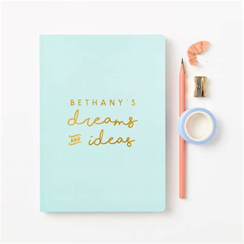 Personalised Dreams And Ideas Foiled Notebook By Martha Brook