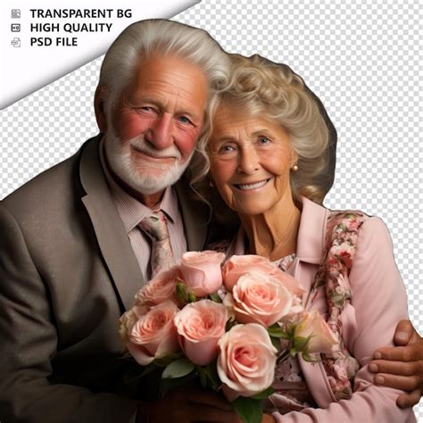 Premium Psd Romantic Old German Couple Valentines Day With Flowers Ca