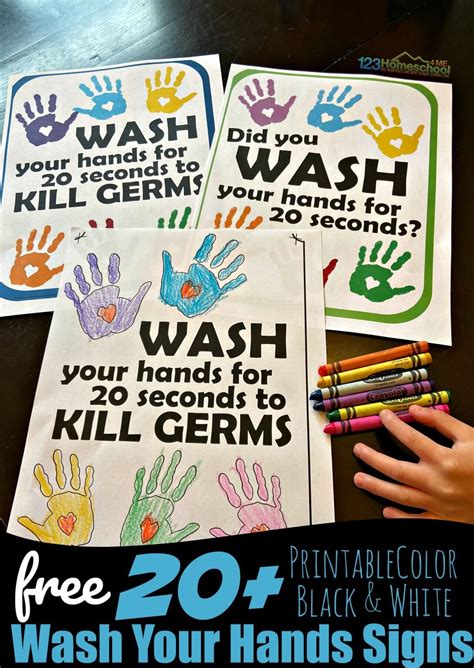 🧼 20 Free Hand Washing Signs Printables For Kids