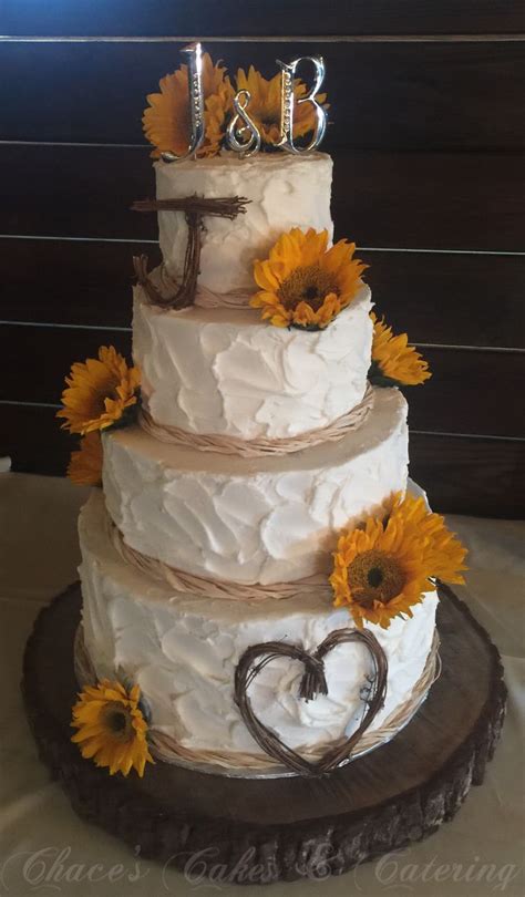 Rustic Sunflower Wedding Cake Chacescakes