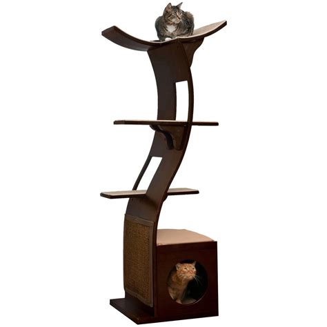 The Refined Feline Lotus Tower Cat Tree In Espresso Modern Cat Tree