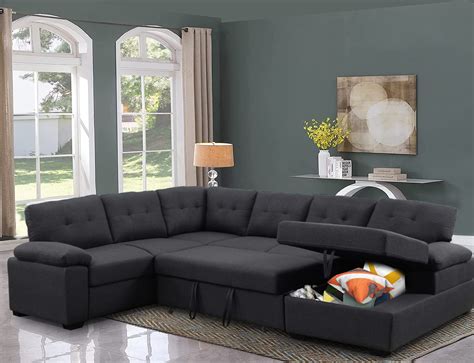Thelma Gray Fabric Sleeper Sofa Sectional Ph