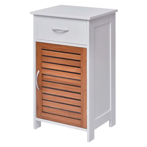 Your cabinet shutter stock images are ready. White Bathroom Storage Floor Cabinet with Brown Shutter Door