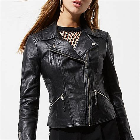 Black Leather Biker Jacket Jackets Coats Jackets Women