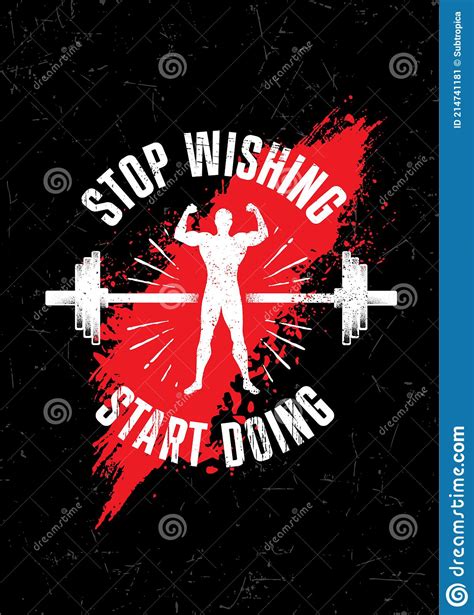 Stop Wishing Start Doing Gym Typography Inspiring Workout Motivation