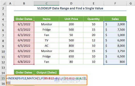 Vlookup Date Range And Return Value In Excel 4 Suitable Methods