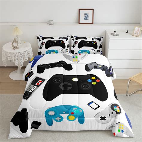 Homewish Gamer Bedding Comforter Set Full Size Video Games Duvet Insert