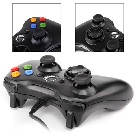 New 2x Black Wired Usb Game Pad Controller For Microsoft Xbox 360 Pc