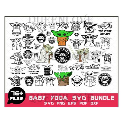 76 Files Grogu Baby Yoda Star Wars SVG Bundle Files For Cric Inspire