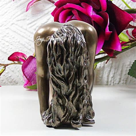 Erotic Nude Female Figurine Statue Ornament Naked Crouching Bronze