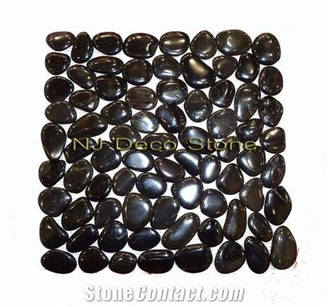 Black Pebble Tile Mosaic Pebble Black Marble Mosaic From China