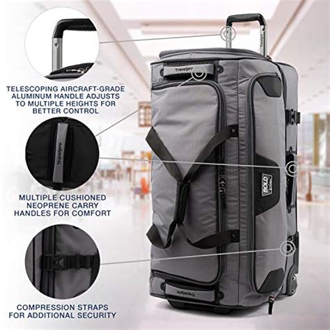 Travelpro Bold Drop Bottom Wheeled Rolling Duffel Bag Grey Black