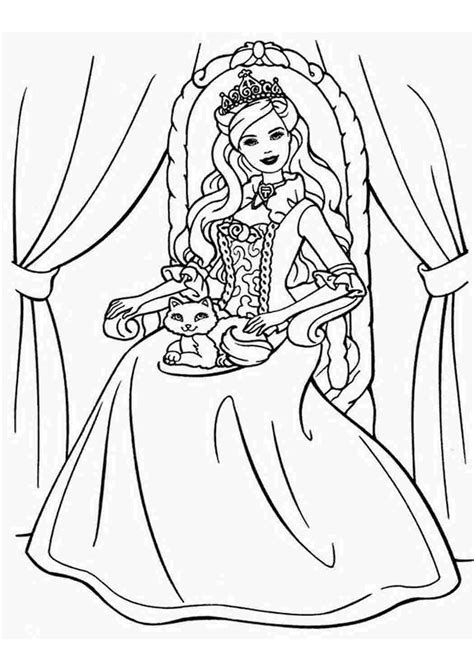 Раскраска барби королева Раскраски Барби королева сидит на троне Распечатать раскраски на сайте
