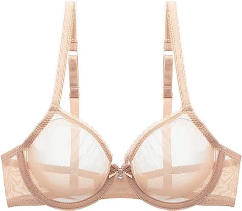 Yandw Sexy Sheer See Through Bras Unlined Underwire Lace Mesh Non Padded Ultra Thin Clear