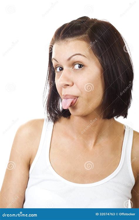 Teasing Young Woman Sticking Out Tongue Royalty Free Stock Image 29204440