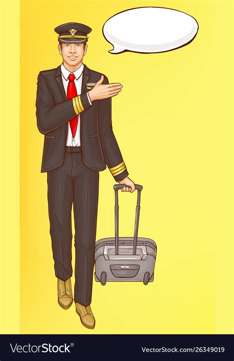 Pop Art Steward Flight Attendant Air Hostess Man Vector Image