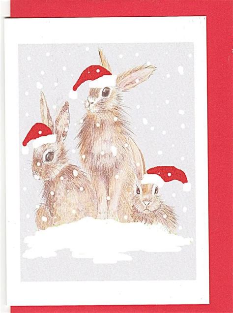 Bunny Christmas Card Christmas Card With A Bunnies Funny Etsy In
