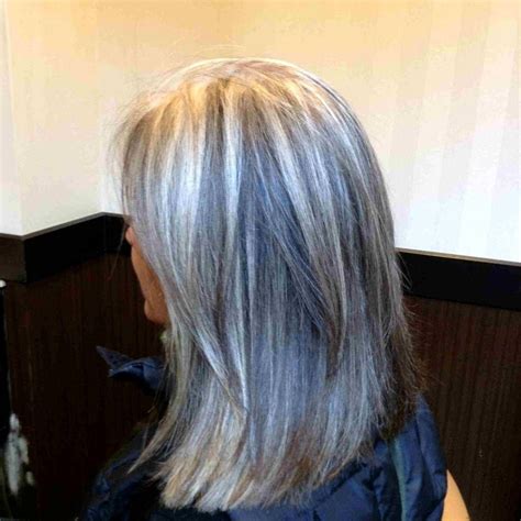 Images Of Dark Brown Hair With Gray Highlights Gray Hair Growing Out Hair Styles Transition