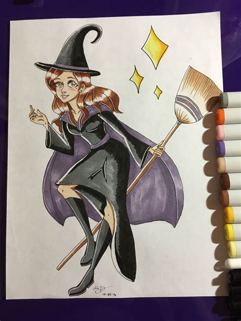 Happy Halloween~ Heres A Witch Drawing I Did Witch Drawing Old Art