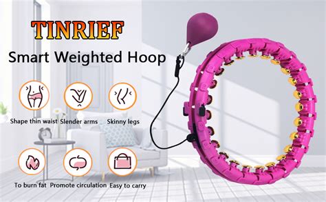 Tinrief Smart Hoola Hoop Non Fall Smart Weighted Fitness Hoops With 24