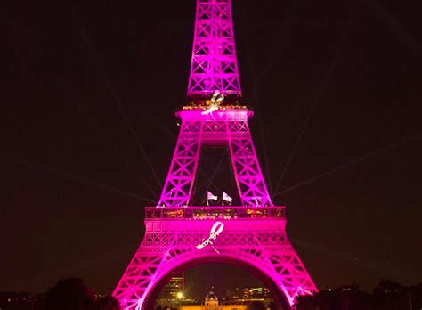 France Eiffel Tower Lights Up In Pink For Breast Cancer Awareness