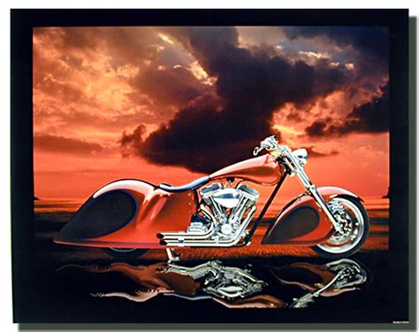 Red Custom Motorcycle Poster Motorcycle Posters