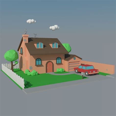 3d Model Low Poly House And Car Vr Ar Low Poly Max Obj