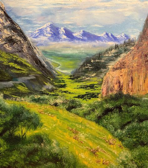 Valley Landscape Oil Painting By My Mom Self Taught Artist Rpainting