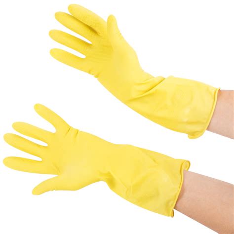 Small Multi Use Yellow Rubber Fully Lined Gloves Pair Pack