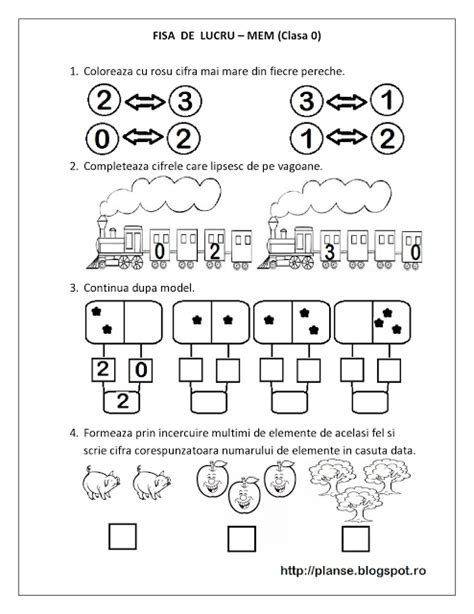 Fise De Lucru Clasa Pregatitoare Mem Matematica Si Explorarea Mediului Fise De Lucru