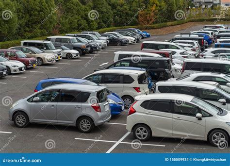 Row Of Cars Parked In Outdoor Parking Stock Photo Image Of Parking