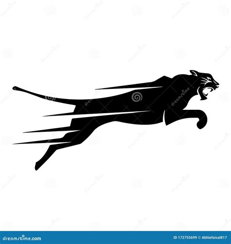 Black Fast Cheetah Logo Vector Cheetah Jumping Logo Isolated On White
