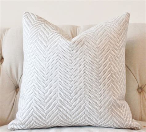 Light Gray And White Pillow Silver Grey Woven Zig Zag Etsy Silver