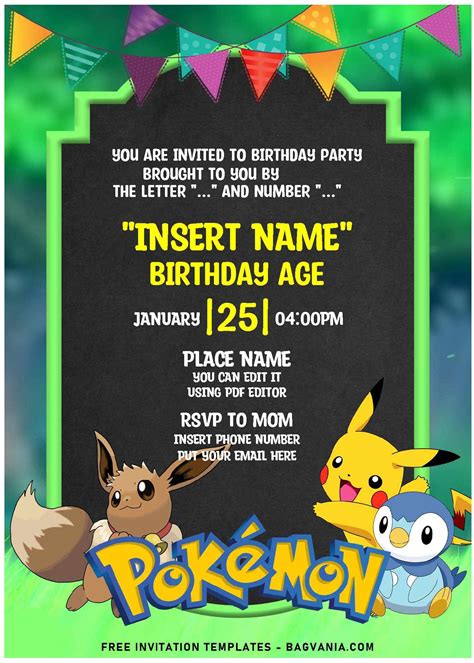 Free Editable Pdf Hilarious Pikachu And Friends Pok Mon Birthday Invitation Templates