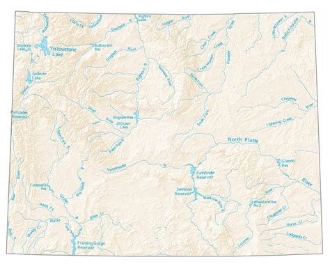Wyoming Lakes And Rivers Map Gis Geography